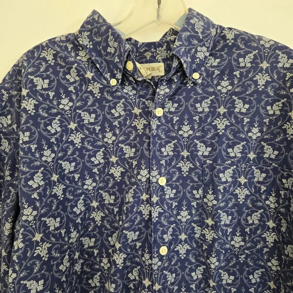Vintage Banana Republic Floral Printed Shirt Cotton Office Work Men Medium
